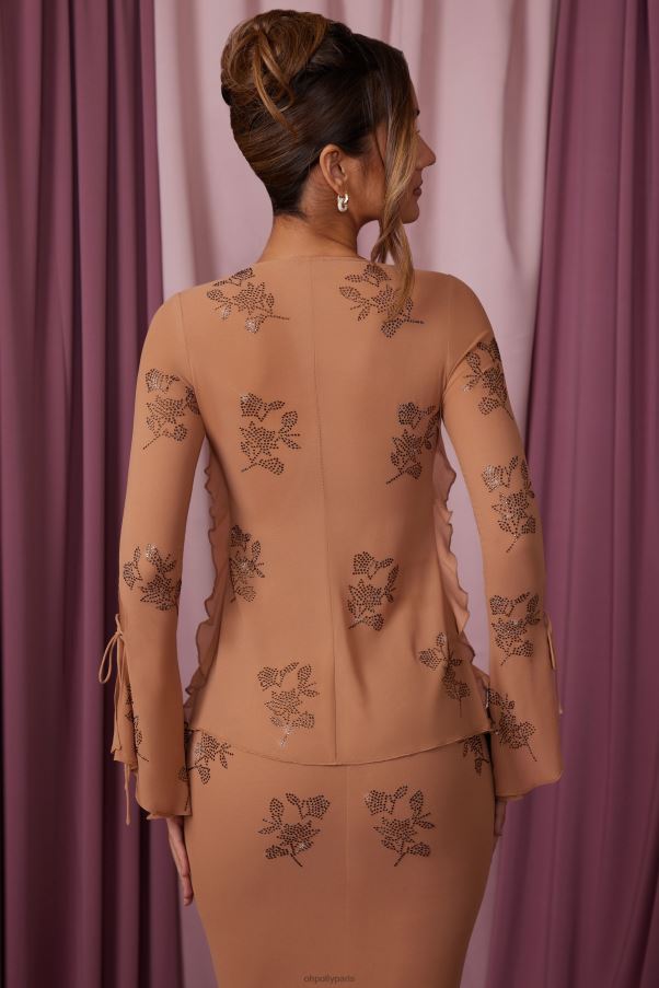 beige amaranthe - haut à manches longues noué sur le devant Z0R8H615 Oh Polly