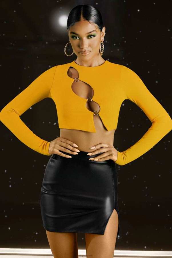 jaune crash the party - haut asymétrique à manches longues Z0R8H693 Oh Polly