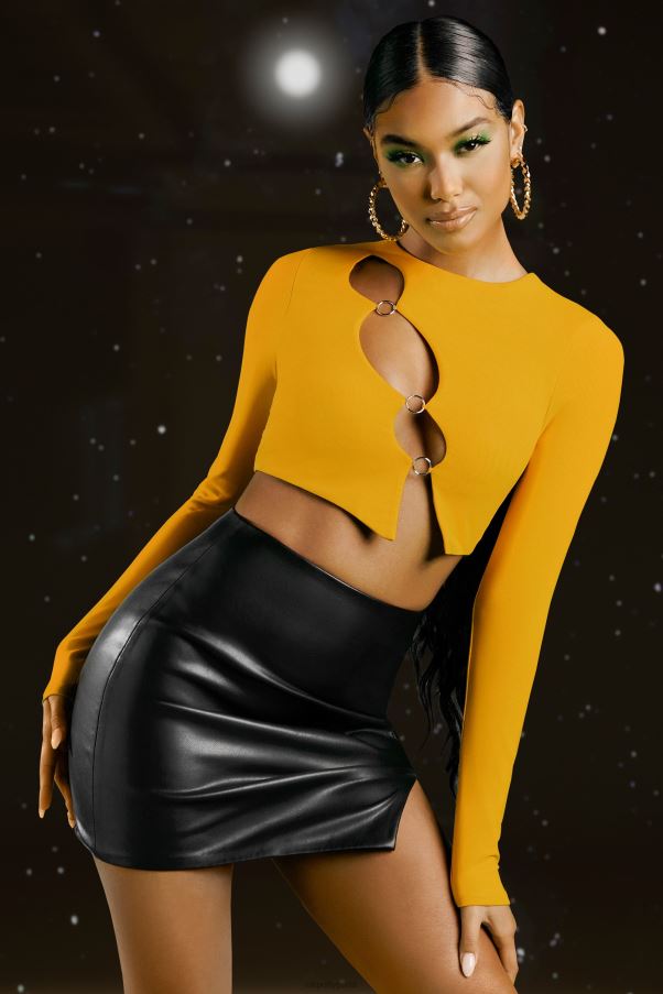 jaune crash the party - haut asymétrique à manches longues Z0R8H693 Oh Polly