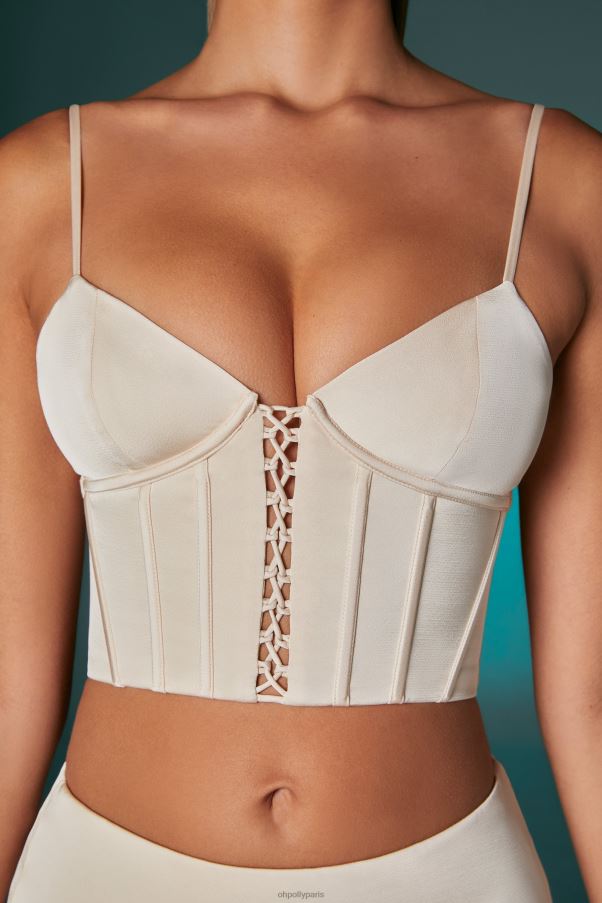 Ivoire Hera - Top court corset à lacets sur le devant Z0R8H623 Oh Polly