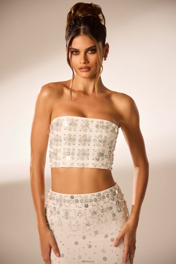 Ivoire Maia - Top court bandeau orné de corsets à ornements faits à la main Z0R8H599 Oh Polly