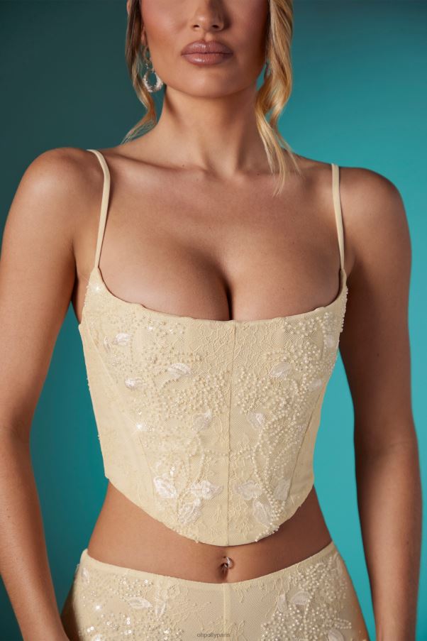 Ivoire agyness - top court corset en dentelle ornée Z0R8H620 Oh Polly