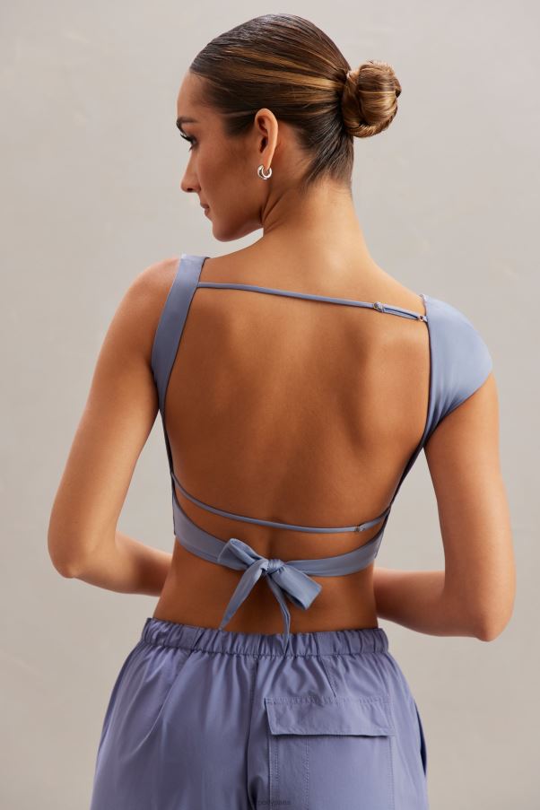 bleu Yindi - Top court à col bénitier Z0R8H603 Oh Polly