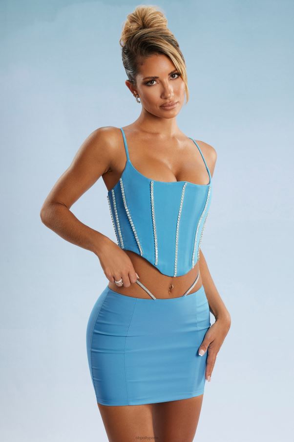 bleu caia - top court à corset orné Z0R8H665 Oh Polly