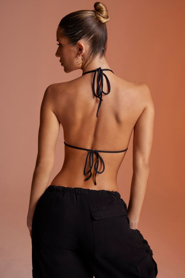 noir elyza - top court à col bénitier Z0R8H705 Oh Polly