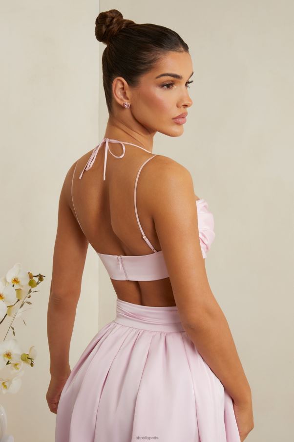 rose Dulcie - Haut court en satin épais à col bénitier Z0R8H578 Oh Polly