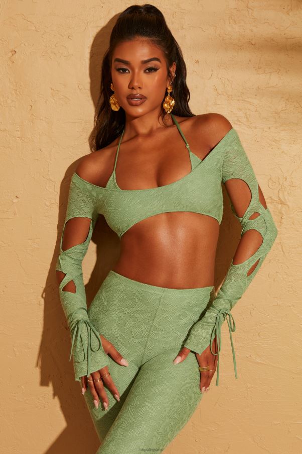 vert ce crop top découpé Z0R8H653 Oh Polly