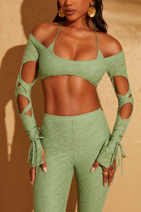 vert ce crop top découpé Z0R8H653 Oh Polly