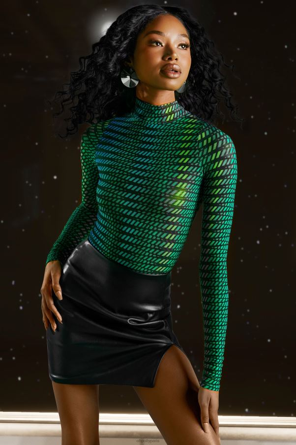 imprimé rayé figure it out - body en maille à col montant Z0R8H696 Oh Polly