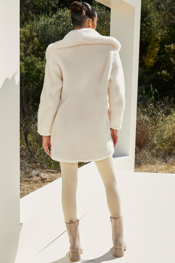 Ivoire manteau pelucheux à col châle Z0R8H860 Oh Polly