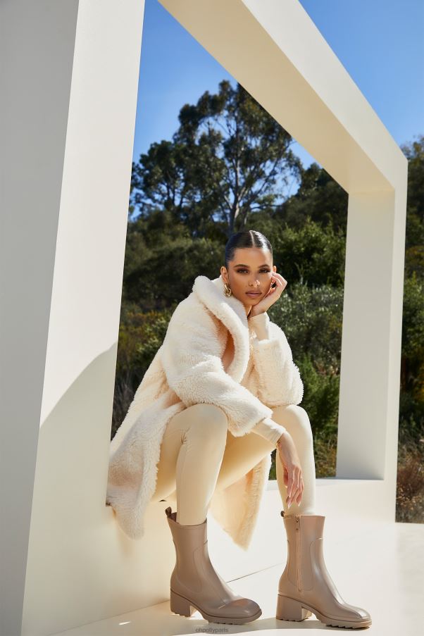 Ivoire manteau pelucheux à col châle Z0R8H860 Oh Polly