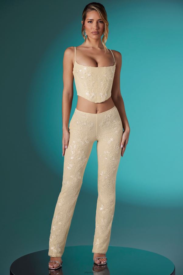 Ivoire Fallon - pantalon taille basse en dentelle ornée Z0R8H864 Oh Polly
