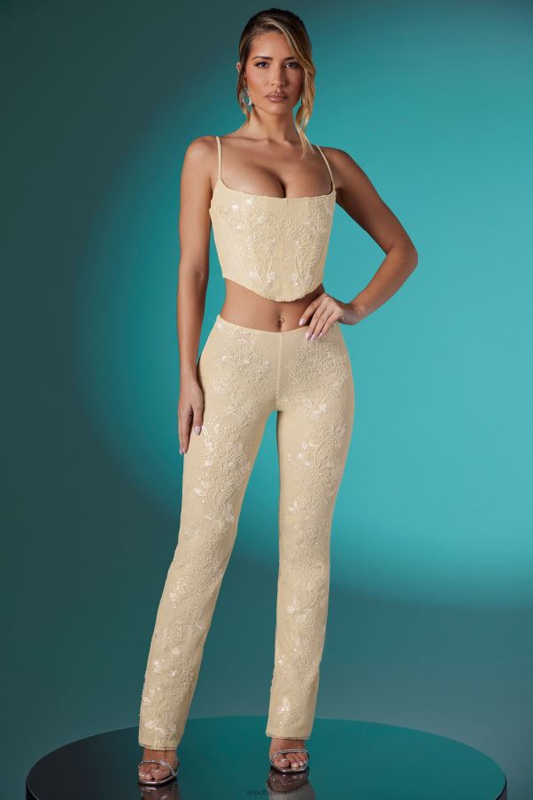Ivoire Fallon - pantalon taille basse en dentelle ornée Z0R8H864 Oh Polly