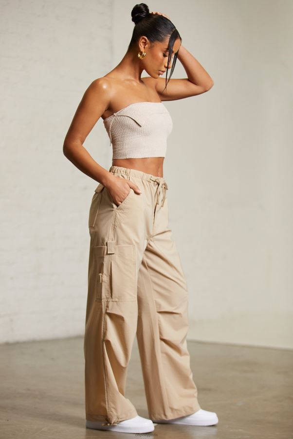 beige pantalon cargo large rori Z0R8H793 Oh Polly