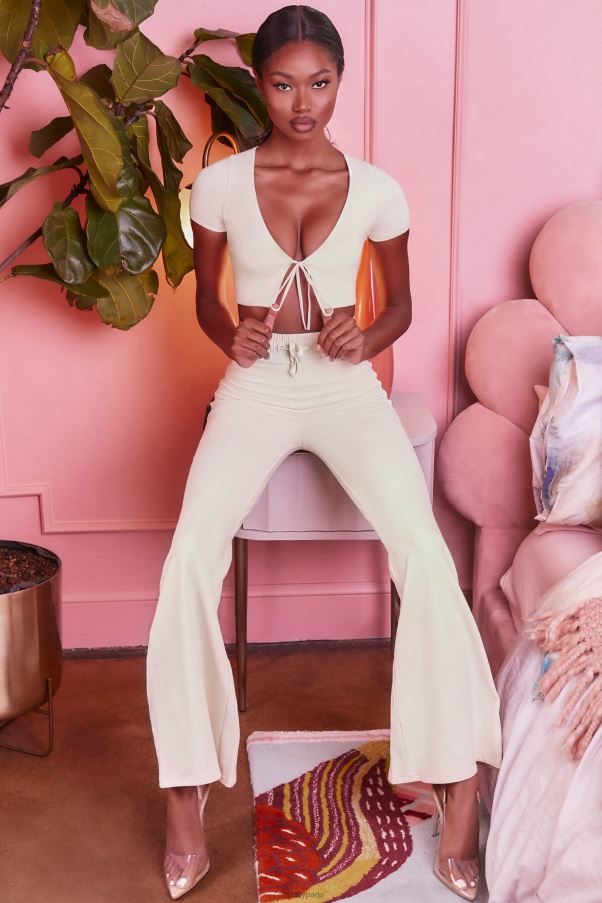 crème petit pantalon large décontracté Z0R8H850 Oh Polly