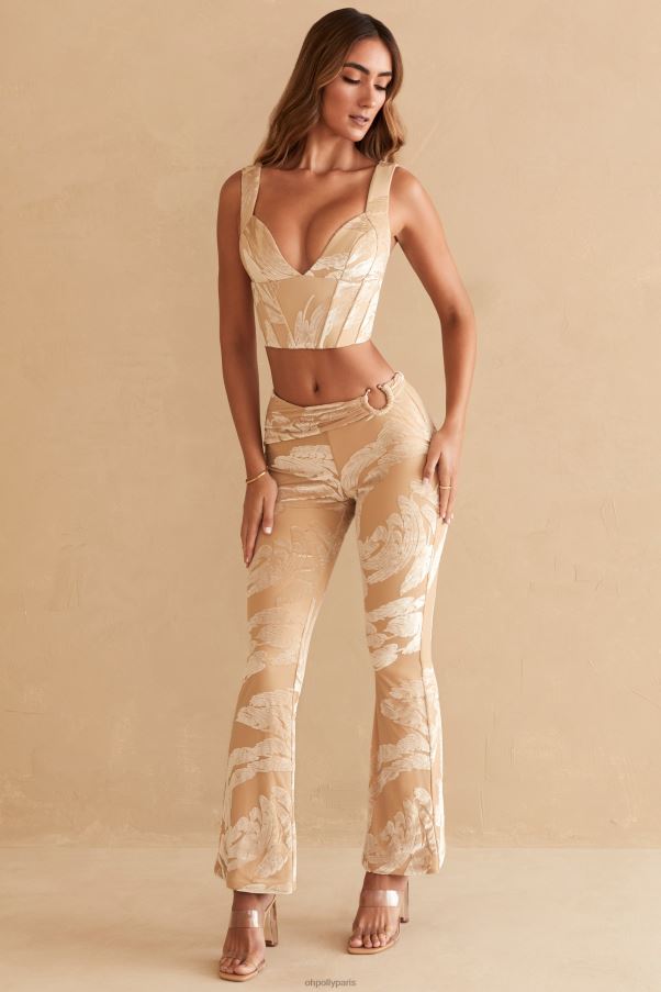 imprimé beige Defne - Pantalon bootleg à détail anneau Z0R8H832 Oh Polly