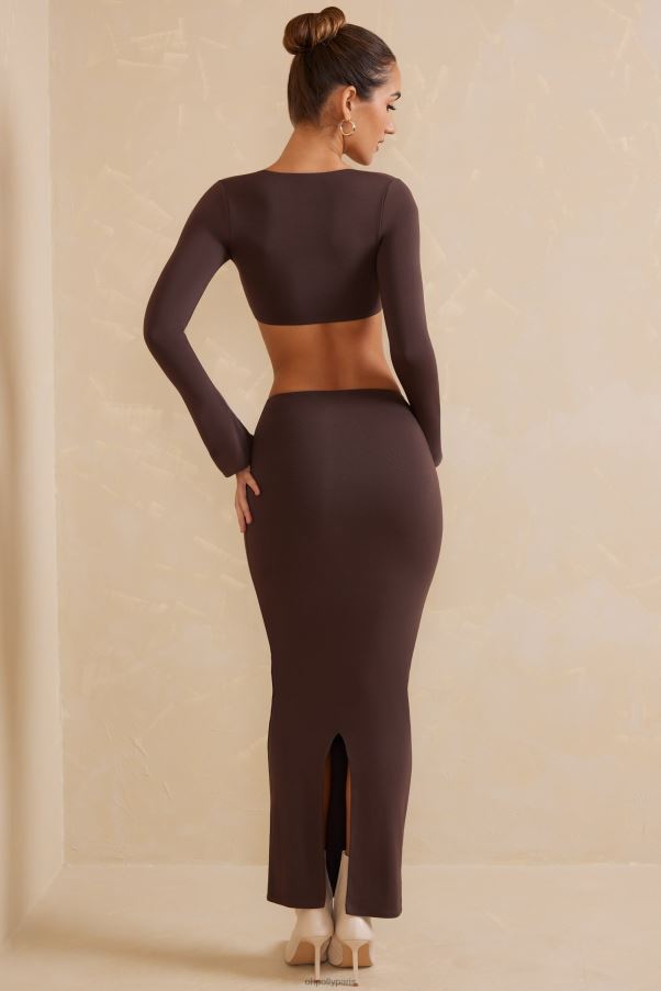 chocolat Jomana - Jupe longue moulante taille basse Z0R8H790 Oh Polly
