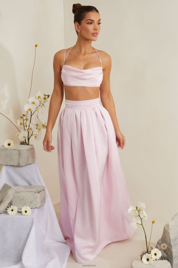 rose jupe longue plissée en satin épais edyta Z0R8H746 Oh Polly