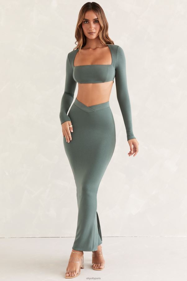 vert jupe longue à ourlet évasé Z0R8H831 Oh Polly