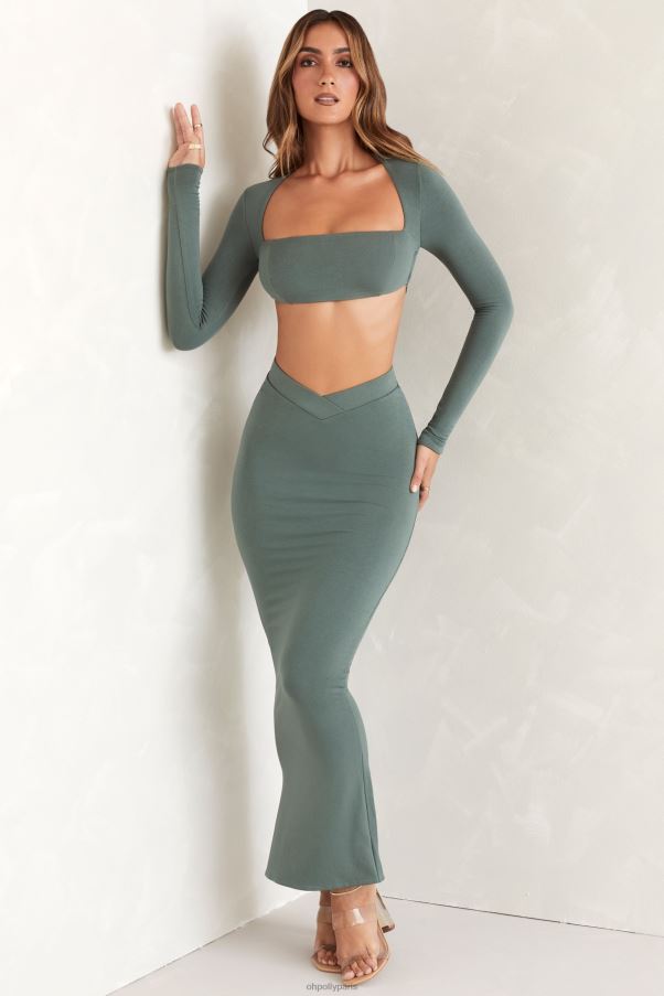 vert jupe longue à ourlet évasé Z0R8H831 Oh Polly