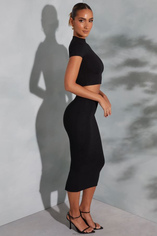 noir jupe mi-longue à coutures contrastées arwen Z0R8H762 Oh Polly