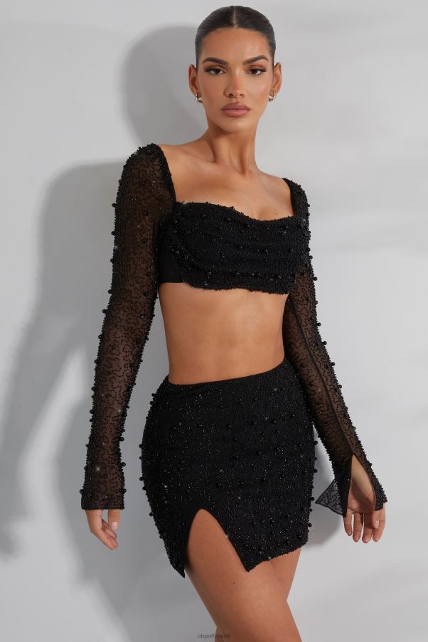 noir Belle 'le - Mini-jupe taille haute fendue sur les cuisses Z0R8H750 Oh Polly