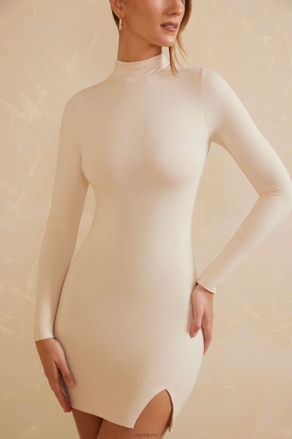 Ivoire robe courte à manches longues et col montant bindi Z0R8H83 Oh Polly