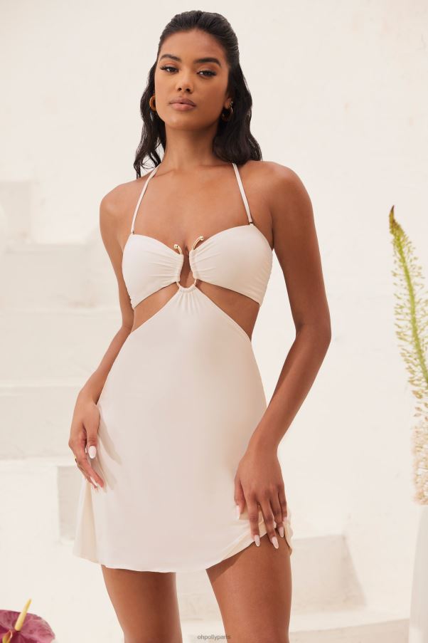 Ivoire robe courte trapèze à découpes bandeau corail Z0R8H17 Oh Polly