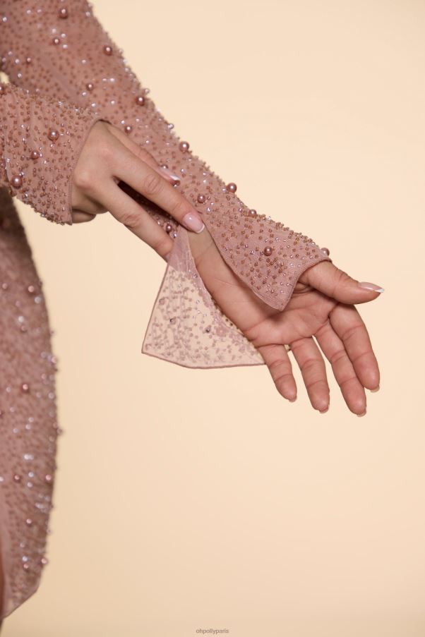 beige chelsea - robe portefeuille trapèze ornée Z0R8H62 Oh Polly