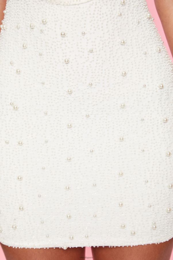 blanc versailles - robe courte ornée à décolleté plongeant Z0R8H303 Oh Polly