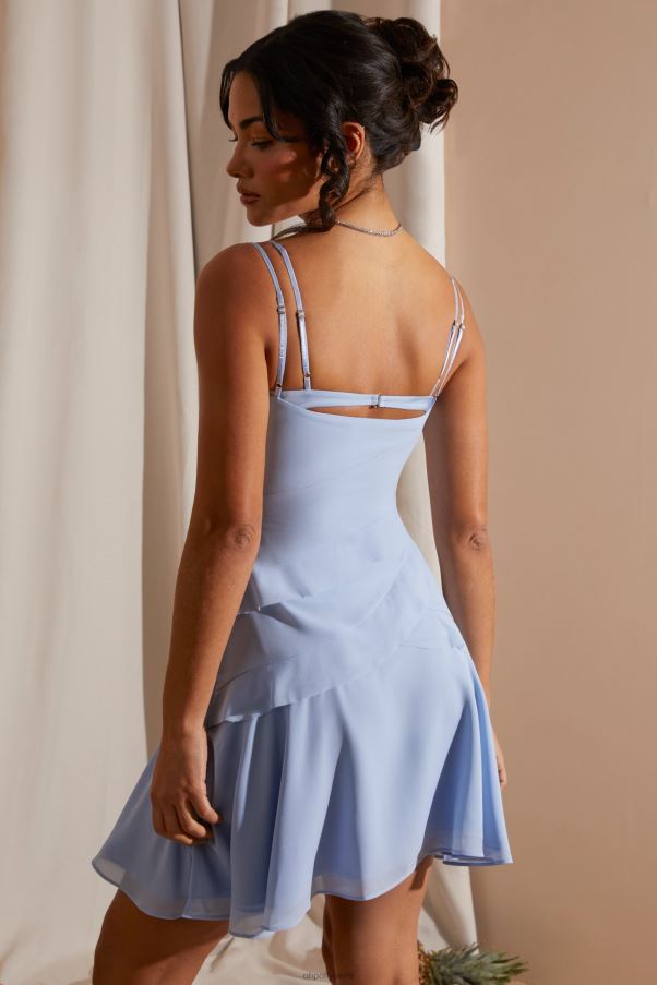 bleu adelita - robe courte asymétrique à bretelles multiples et volants Z0R8H228 Oh Polly