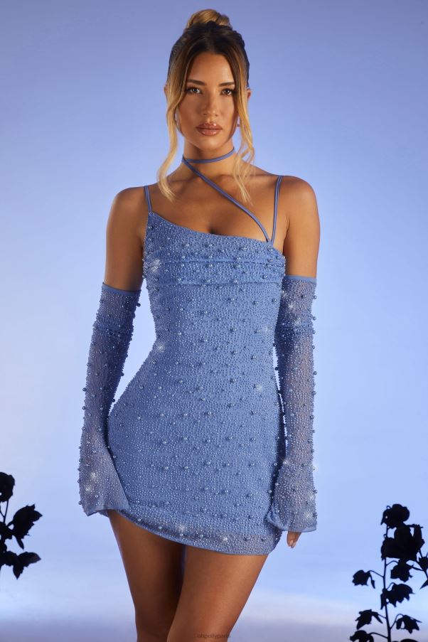bleu clair robe courte asymétrique à corset orné soho Z0R8H164 Oh Polly