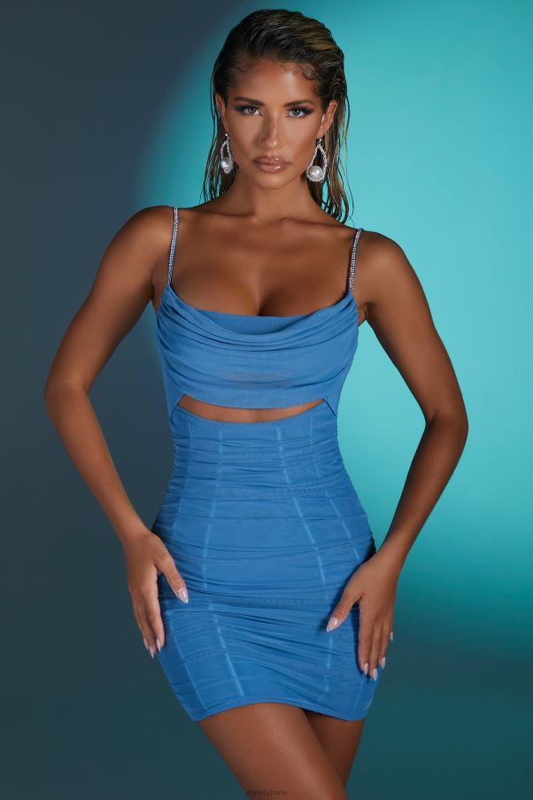 bleu robe courte à bretelles ornées montpellier Z0R8H334 Oh Polly