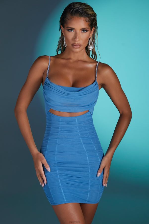 bleu robe courte à bretelles ornées montpellier Z0R8H334 Oh Polly