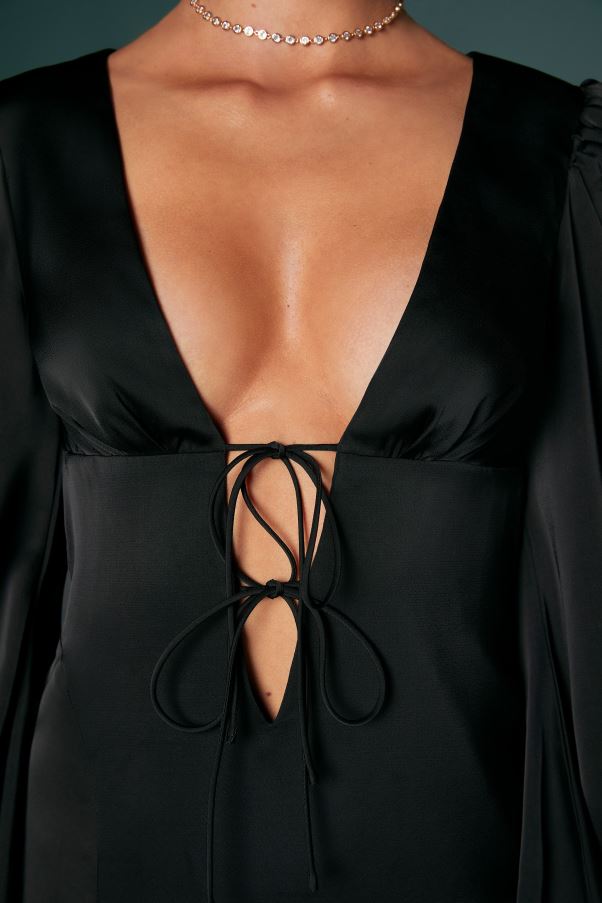 noir vanna - robe courte à manches ballon Z0R8H111 Oh Polly