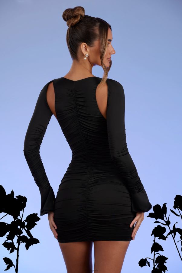 noir zurich - robe courte froncée à décolleté plongeant Z0R8H152 Oh Polly