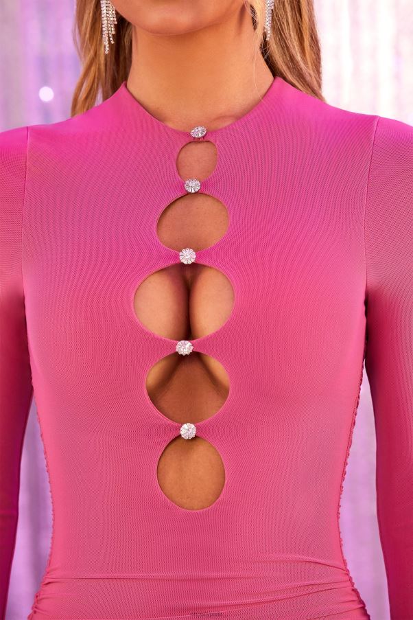 rose robe courte découpée infiniment dévouée Z0R8H461 Oh Polly