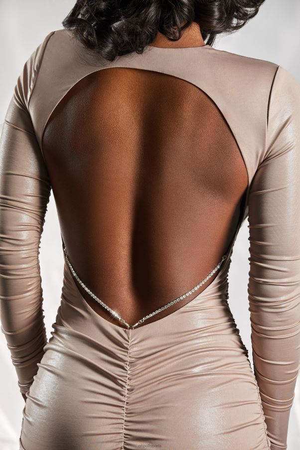 taupe robe courte à manches longues âme sœur Z0R8H453 Oh Polly