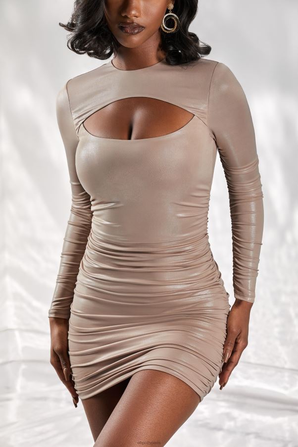 taupe robe courte à manches longues âme sœur Z0R8H453 Oh Polly