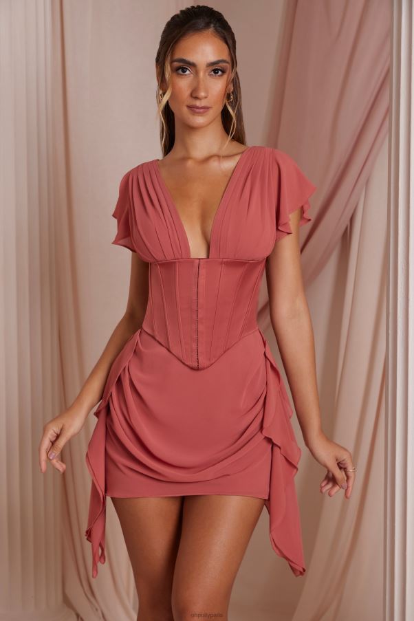 terre cuite robe courte corset drapée cerise Z0R8H256 Oh Polly