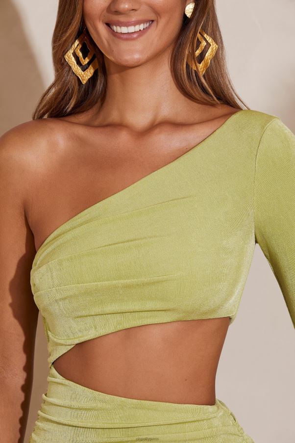 vert Ali - Robe courte asymétrique à manches évasées Z0R8H136 Oh Polly