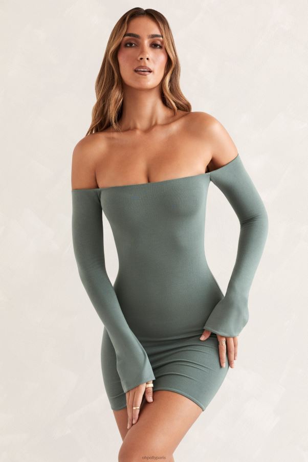 vert Nasima - Robe courte style Bardot à manches longues Z0R8H294 Oh Polly