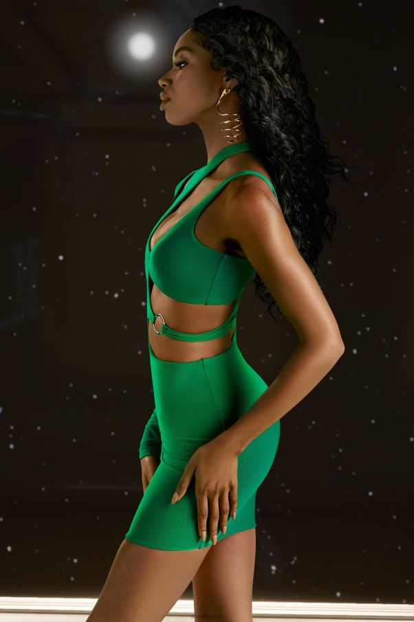 vert demandez de mes nouvelles, mini-robe asymétrique à découpes Z0R8H402 Oh Polly