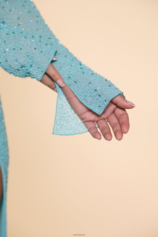 aqua robe longue à col bénitier orné champel Z0R8H65 Oh Polly