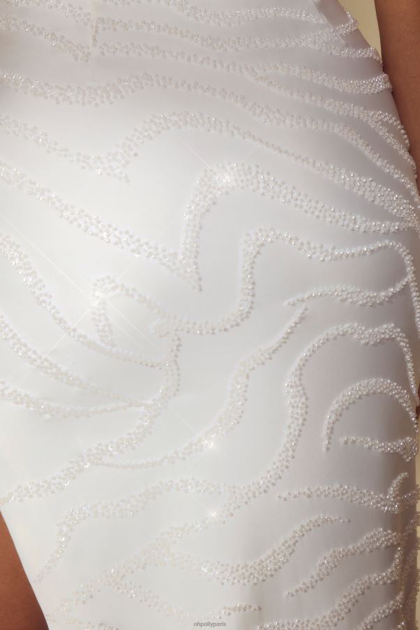 blanc cassé Seren - Robe longue découpée à manches simples Z0R8H54 Oh Polly