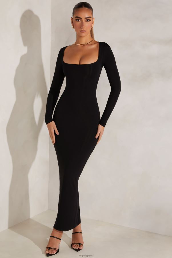 noir robe longue à manches longues Peyton Z0R8H115 Oh Polly