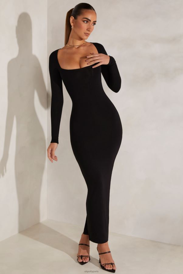 noir robe longue à manches longues Peyton Z0R8H115 Oh Polly