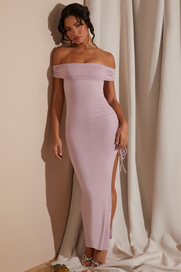 rougir robe longue à fente haute et épaules dénudées Solange Z0R8H227 Oh Polly