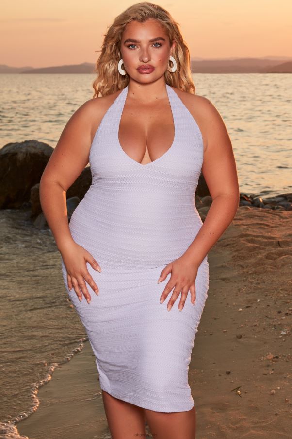 lilas robe midi à décolleté plongeant en crochet azur Z0R8H485 Oh Polly